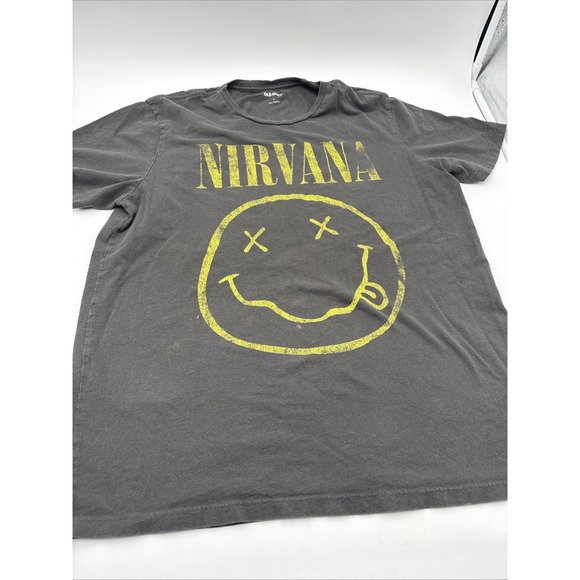 Old Navy Other - Old Navy Distressed Nirvana Tshirt Smiley Face Size Large Short Sleeve Reissue